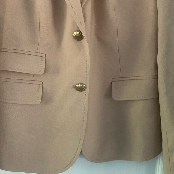 J. crew Dalton Tan Blazer size 6 classic elegant gold two buttons career wool - Picture 2 of 14